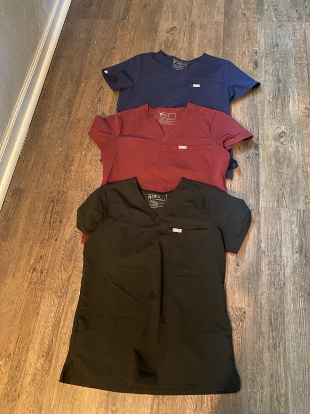 Figs V-Neck Scrub Tops, Lot of Three, size S